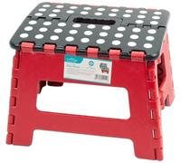 Red Folding Step Stool - 9 Inch (22cm) Non-Slip Foldable Footstool with Carry Handle - Compact & Portable Step - 120kg Load - Kitchen, Home & DIY