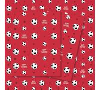 Red Football Birthday Wrapping Paper - 2 Sheets of Giftwrap - 70x50cm - Son, Dad, Grandson, Nephew, Uncle, Friend Birthday Gift Wrap