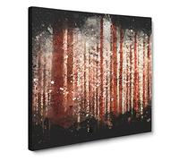 Red Forest in the Autumn Paint Splash Canvas Print | Gallery Wrapped 30mm Frame Wall Art | 20x20 inches | Ready to Hang | Modern Landscape Picture | Living Room Bedroom Lounge Office