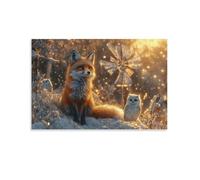 Red Fox 3D Canvas Wall Art - Forest Animal Prints Image Artwork Painting Picture Photo Home Decoration - Like Painted 12x18inch(30x45cm)