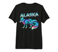 Red Fox Alaska Northern Lights Aurora Borealis Premium T-Shirt