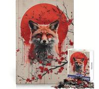 Red Fox And Cherry Blossoms 1000 Pieces Jigsaw Puzzles for Adults Mental Logic Toy Serene Time Firm Cut (50x75cm)