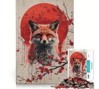 Red Fox And Cherry Blossoms Jigsaw Puzzle for Teenagers 1000 Pieces Clear Logic Toy Slow Enjoy Perfect Cut Bday Surprise (38x52cm)