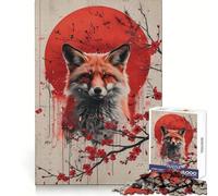 Red Fox And Cherry Blossoms Jigsaw Puzzles for Adults1000 Piece Mind Skill Group Joy Quality Edge Art Collection Piece (38x26cm)
