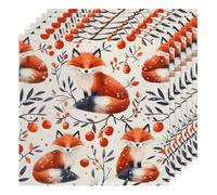 Red Fox Animal Cloth Napkins Set of 6, Dinner Napkins Cloth 50 x 50 cm, Soft & Comfortable Reusable Napkin for Party Wedding Napkins