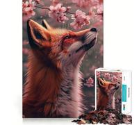 Red Fox Cherry Blossom 1000-piece Puzzle for Teenagers Mind Exercise Toy Mind Calm Design Assembly Cherished Gift (38x52cm)