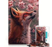 Red Fox Cherry Blossom Puzzles for Adults 1000 Puzzles Strengthen Memory Anxiety Relief Smooth Edge Warm Surprise (50x75cm)