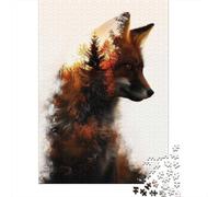 Red Fox Double Exposure 1000-Piece Adult Jigsaw Puzzle, 38x26cm/1000pcs, A Relaxing Project for Evenings at Home; Smooth White Cardboard Pieces