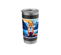 Red Fox Geometric Art Mountain Lake Landscape Stainless Steel Insulated Tumbler