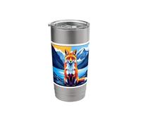 Red Fox Geometric Art Mountain Lake Landscape Stainless Steel Insulated Tumbler