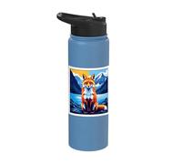 Red Fox Geometric Art Mountain Lake Landscape Stainless Steel Insulated Water Bottle