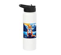 Red Fox Geometric Art Mountain Lake Landscape Stainless Steel Insulated Water Bottle