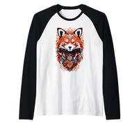 Red Fox Geometric Feathers Raglan Baseball Tee