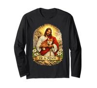 Red Fox He is Risen Easter Resurrection Defeated Cross Long Sleeve T-Shirt