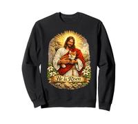 Red Fox He Is Risen Easter Resurrection Defeated Cross Sweatshirt