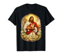 Red Fox He is Risen Easter Resurrection Defeated Cross T-Shirt