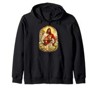 Red Fox He Is Risen Easter Resurrection Defeated Cross Zip Hoodie