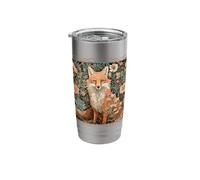 Red Fox in a William Morris Style Garden Stainless Steel Insulated Tumbler