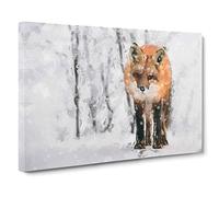 Red Fox in a Winter Forest in Abstract Canvas Print for Living Room Bedroom Home Office Décor, Wall Art Picture Ready to Hang, 30 x 20 Inch (76 x 50 cm)