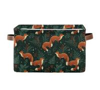 Red Fox in Forest Storage Basket Storage Bin Collapsible Closet Organizing Storage Cubes for Home Cloth with Handle 2 Pack