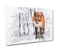 Red Fox in Winter Forest No.1 V3 Canvas Print | Gallery Wrapped 30mm Frame Wall Art | 24x16 inches | Ready to Hang | Modern Animals Picture | Living Room Bedroom Lounge Office