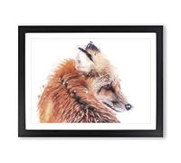 Red Fox In Winter In Abstract Modern Art Framed Print | A3 Black Framed Wall Art | Ready to Hang | Abstract Animal Picture | Living Room Bedroom Lounge Office