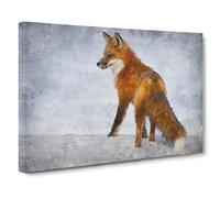Red Fox In Winter Vol.1 Canvas Print | Gallery Wrapped 30mm Frame Wall Art | 20x14 inches | Ready to Hang | Modern Animals Picture | Living Room Bedroom Lounge Office