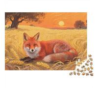 Red Fox Jigsaw 1000 Piece Challenge Toy for Adults,Sunset Glow Impossible Jigsaw Puzzles 1000 Pieces Educational Games for Adults Or Families 1000pcs (75x50cm)