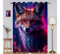 Red Fox Living Room Curtains Animals Curtains with Hooks, Thermal Insulated Blackout Twopage Curtain, Energy Saving Super Soft for Decoration Curtain 90x108 InchH2739