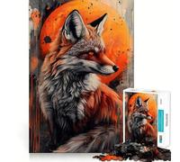 Red Fox Moon 1000-piece Puzzle for Teenagers Mind Exercise Toy Mind Calm Design Assembly Cherished Gift (38x52cm)