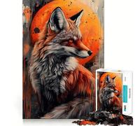Red Fox Moon Hard Jigsaw Puzzle for Adults 1000 Pieces Mind Puzzle Calm Relax Art Assembly (38x26cm)