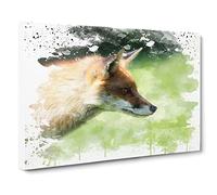 Red Fox No.1 V3 Canvas Print | Gallery Wrapped 30mm Frame Wall Art | 20x14 inches | Ready to Hang | Modern Animals Picture | Living Room Bedroom Lounge Office