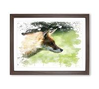 Red Fox No.1 V3 Modern Framed Print | A3 Walnut Framed Wall Art | Ready to Hang | Modern Animal Picture | Living Room Bedroom Lounge Office