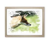 Red Fox No.1 V3 Modern Framed Print | A4 Oak Framed Wall Art | Ready to Hang | Modern Animal Picture | Living Room Bedroom Lounge Office