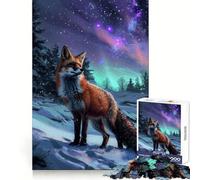 Red Fox Northern Lights 1000 Pieces Jigsaws Adults Puzzles Brain Workout Toy Soft Relax Image Assembly Lovely Present (50x75cm)