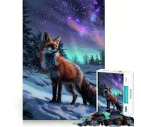 Red Fox Northern Lights 1000 Pieces Jigsaws Adults Puzzles Brain Workout Toy Soft Relax Image Assembly Lovely Present (50x75cm)