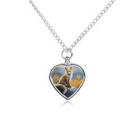 Red Fox Pet Urns Necklace Jewelry Printed Heart Pendant Cremation Ashes Necklaces Keepsake with Funnel Kit