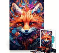 Red Fox Potrait Abstract 1000 Piece Jigsaw Puzzles for Teenagers Jigsaw Brain Workout Toy Group Play Art Assembly Classic Gift (38x26cm)
