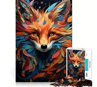 Red Fox Potrait Abstract Jigsaw Puzzles 1000 Piece for Teenagers Logic Ability Toy Relaxing Fun Accurate Cut Artistic Gift (38x52cm)