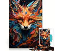 Red Fox Potrait Abstract Puzzles for Adults 1000 Puzzles Strengthen Memory Anxiety Relief Smooth Edge Warm Surprise (38x26cm)