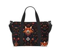 Red Fox Printed Travel Tote Bag, Large Capacity Gym Bag, Lightweight Weekend Travel Shoulder Bag, Unisex