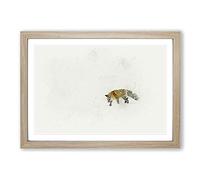 Red Fox Prowling in Wyoming in Abstract Framed Print | A2 Oak Framed Wall Art | Ready to Hang | Abstract Animal Picture | Living Room Bedroom Lounge Office
