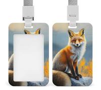 Red Fox Push-Pull ID Badge Holder Vertical Clear Holders with Lanyard Key Card Work Clip for Office Men Women