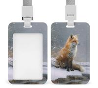 Red Fox Sits by The River ID Badge Holder Retractable Clip Card Holder Card Protector Name Badge Name Tag for Work Office Doctor Nurse
