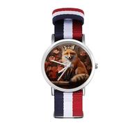 Red Fox Sport Watch for Men Women Nylon Strap Wrist Watch Analog Quartz Watch