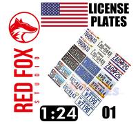 Red Fox Studio 3D Printed LICENSE PLATES USA vol.01 1:24 Front rear 9 sets kits