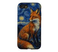 Red Fox Swirling Starry Sky Van Gogh Style Sky Art Fox Case for iPhone SE (2020) / 7/8