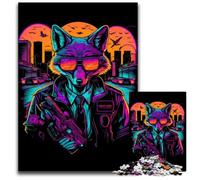 Red Fox Torcher Gangster 1000 Piece Puzzle Wooden Jigsaw Puzzles for Adults Educational Activity for Cognitive Skills Cognitive Skill Improvement 50x75CM/19.68x29.52inch