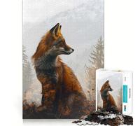 Red Fox Trees Mountains 1000 Piece Jigsaw Puzzles for Teenagers Jigsaw Clear Logic Toy Peaceful Time Perfect Cut Santa Wish List (38x52cm)