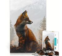 Red Fox Trees Mountains 1000 Pieces Jigsaw Puzzles for Adults Mental Logic Toy Serene Time Firm Cut (50x75cm)
